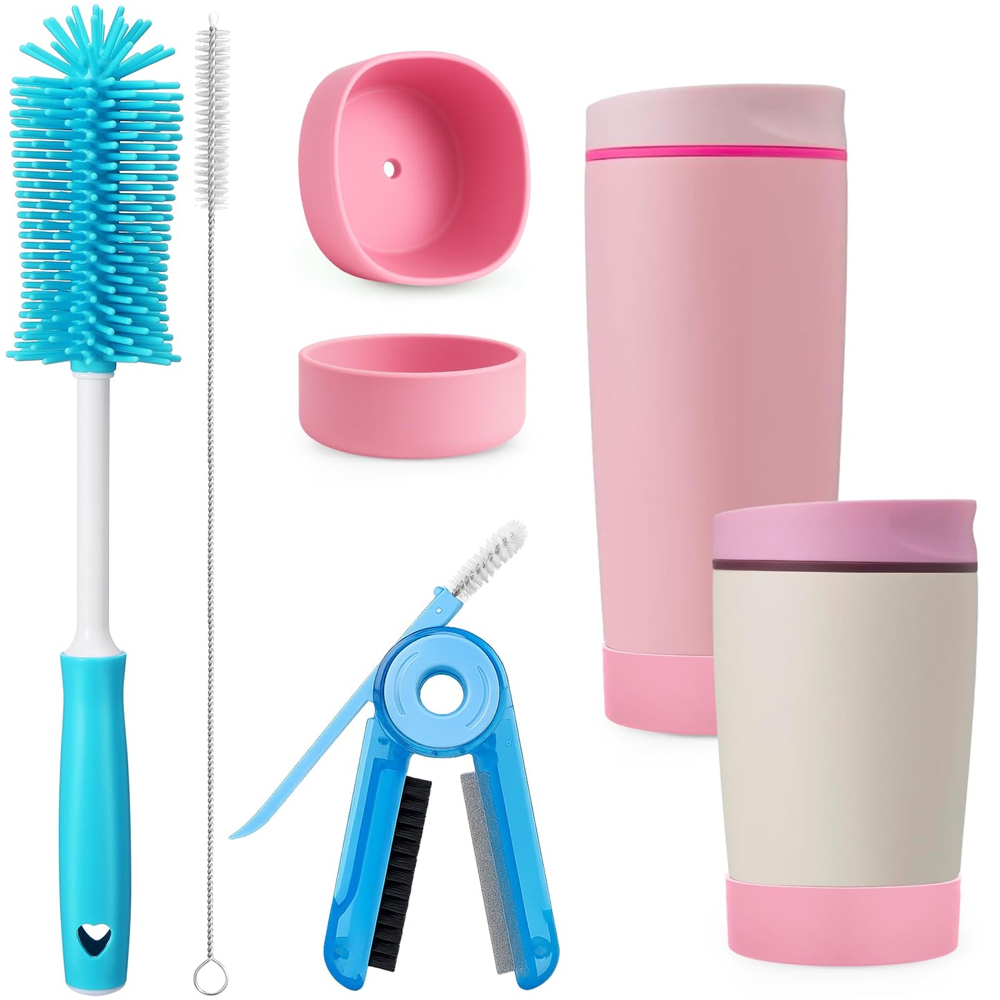 XANGNIER 5 Pcs Water Bottle Cleaner Brush Set for Owala Smooth Sip Slider Coffee Tumbler 12oz& 20oz,Silicone Boot Protector,Multifunctional Bottle Brush and Straw Cleaner Brush