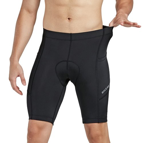 baleaf Men's Bike Shorts 3D Padded Cycling Road Biking Bicycle Riding Clothes Pockets UPF 50+ MTB Accessories Tights Black L