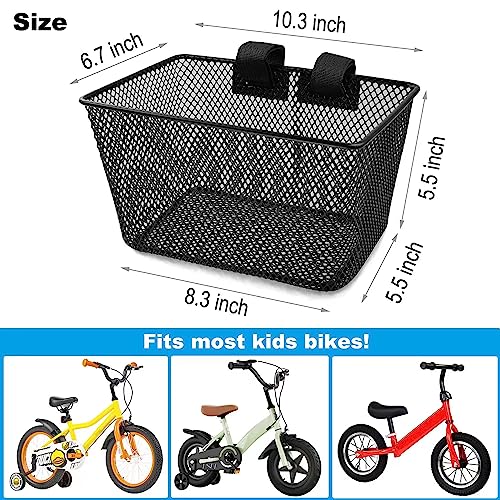 Kids Bike Basket Black - Durable Front Metal Bicycle Storage for Children