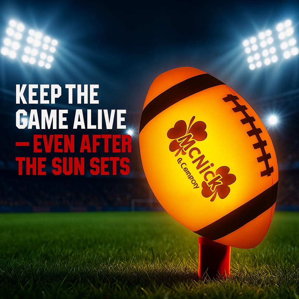 Light Up Football - Glow in the Dark Ball - Boys Gifts - NO 6 - Outdoor Sports, Birthday Gifts for Boys 8-15+ Year Old - Kids Teenage Youth Gift Ideas - Boy Toys Stuff Ages 8 9 10 11 12 13 14 15