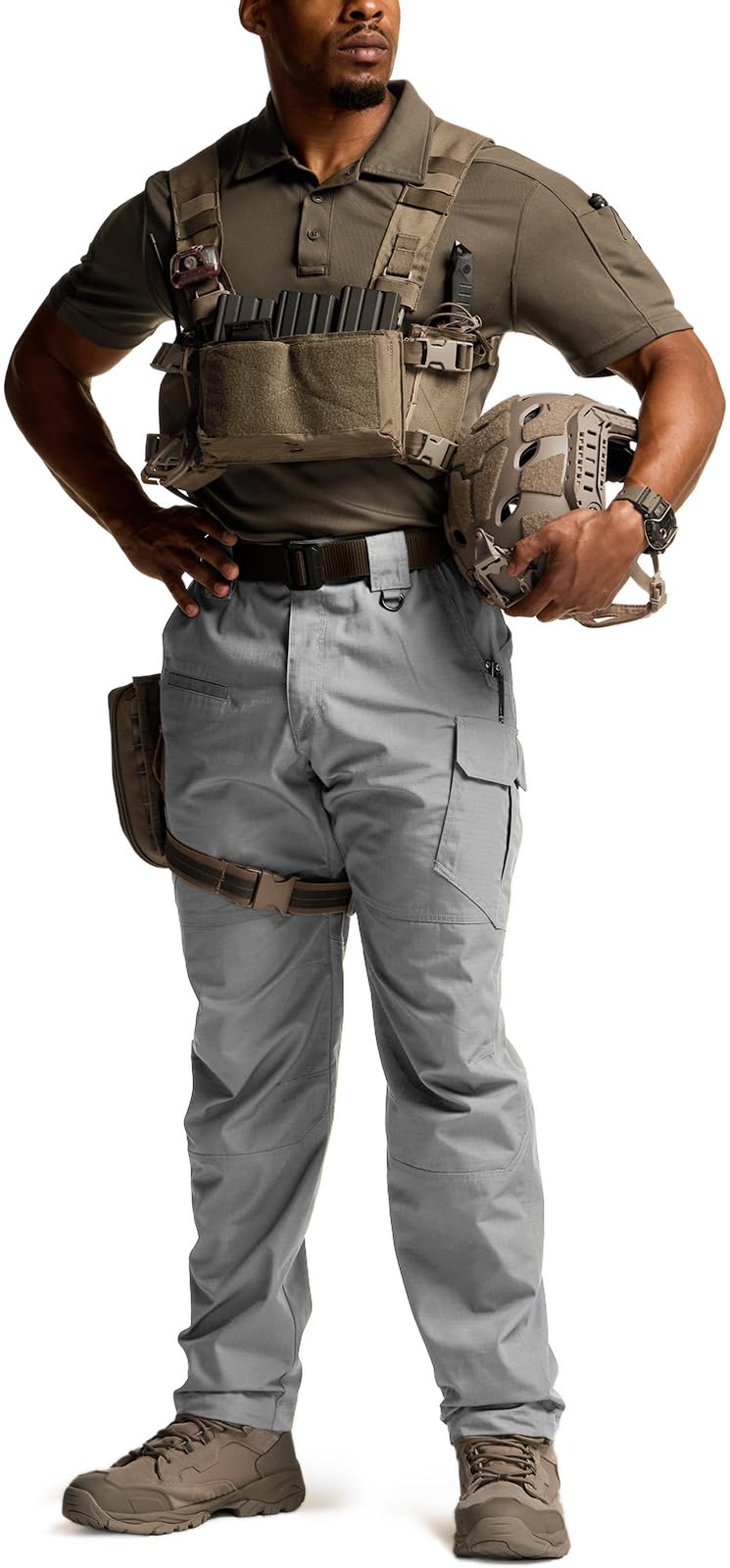 CQR Men's Tactical Pants, Water Resistant Ripstop Cargo Pants, Lightweight EDC Work Hiking Pants, Outdoor Apparel, Raider Mag Pocket Stone, 40W x 32L