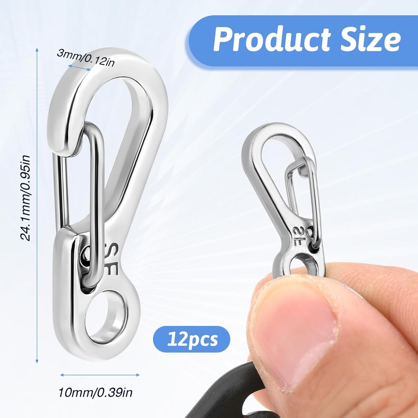 12 Pcs Tiny Carabiner Clip Multi-Purpose Keychain Small Hanging Buckle Metal Hook Micro Multi-Purpose Key Alloy Key Rings Outdoor Hiking Fishing Camping Backpack Accessories