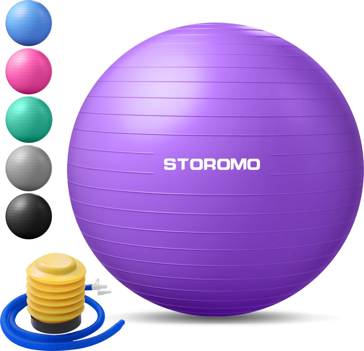 STOROMO Exercise Ball,Yoga Ball(with Exercise Tutorial)，Extra Thick Non-Slip,Holds 2500 lbs, Workout Ball for Pregnancy Birthing and Balance Stability (Purple, 45cm/17.7in)
