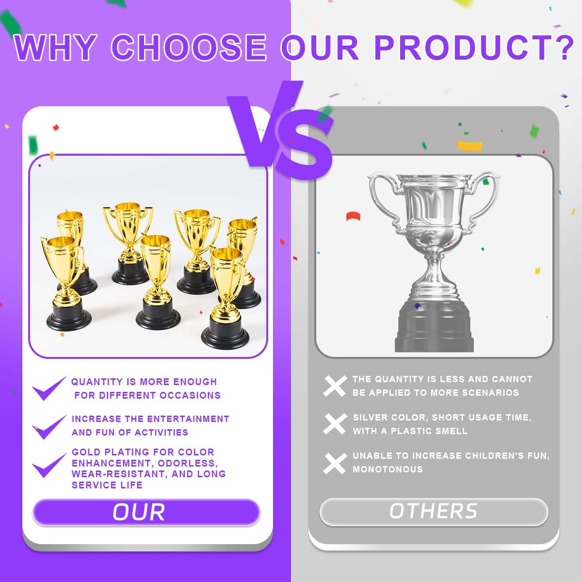 SenseYo 36 Pack Mini Trophies Cups, Gold Trophy Award, Plastic Trophies for Kid, 4 Inch Award Trophies for Kids Party Favors, Winning Prizes