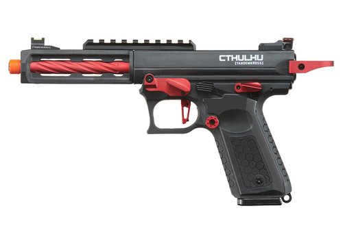 Lancer Tactical Polymer Lightweight Full Auto/Semi Gas Blowback Airsoft Pistol w/Red Dot Mount Plate (Tandemkross Cthulhu) (Black/Red)