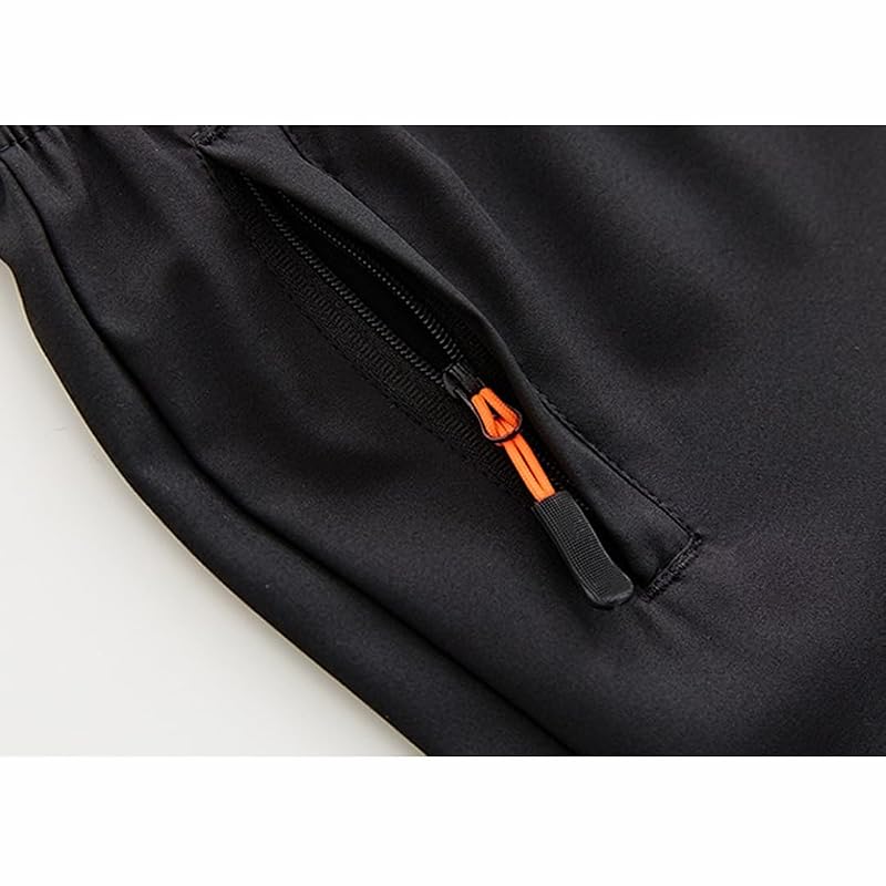Quick-Dry Athletic Boys Shorts with Zipper Pockets - 13-14 Years (Dark Grey/Black/Navy)