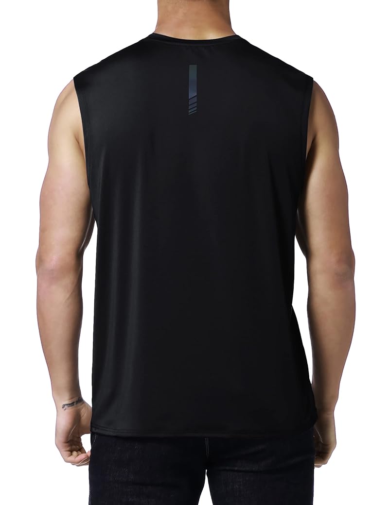 EZRUN UPF 50+ Men’s Sleeveless Quick-Dry Workout Shirt - Black XL