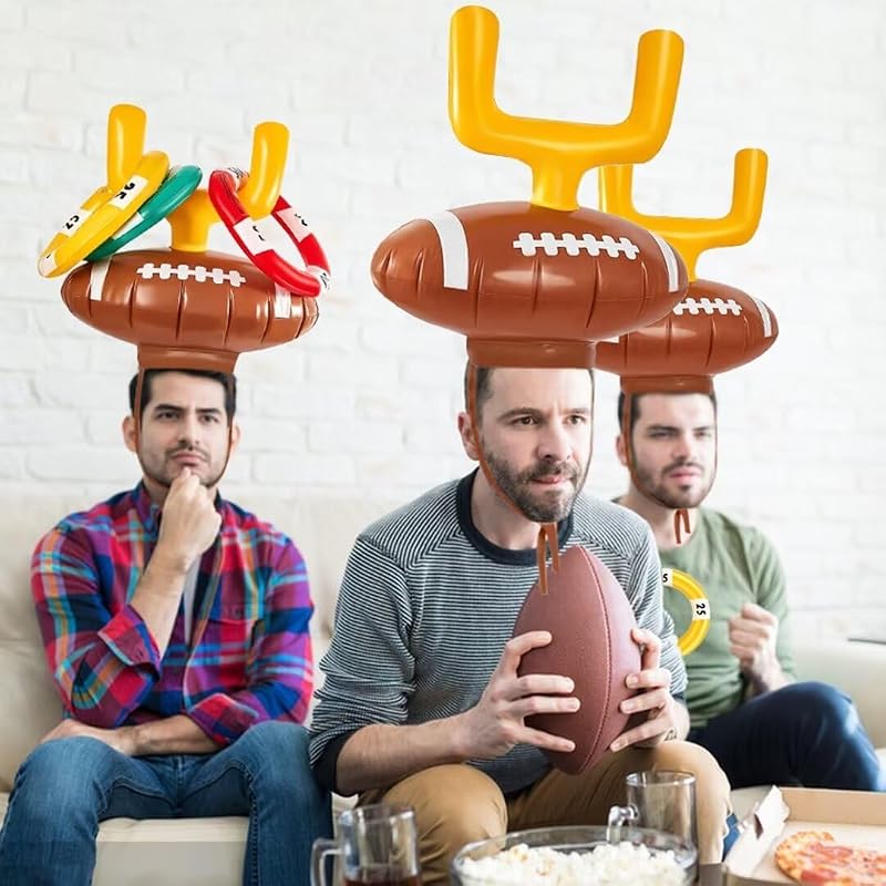 2 Set Inflatable Football Ring Toss Post Game 6 Rings + Pump