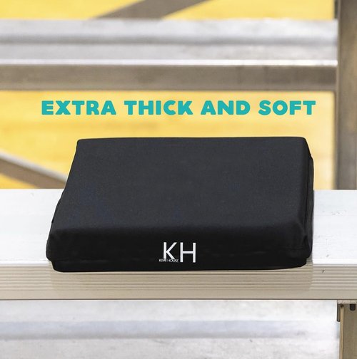 KIMI HOUSE 2 Pieces Black Indoor & Outdoor Chair Cushion, Boat Canoe Kayak Seat, Stadium Seating for Bleachers, Best for Camping, Bleachers, Sports Events