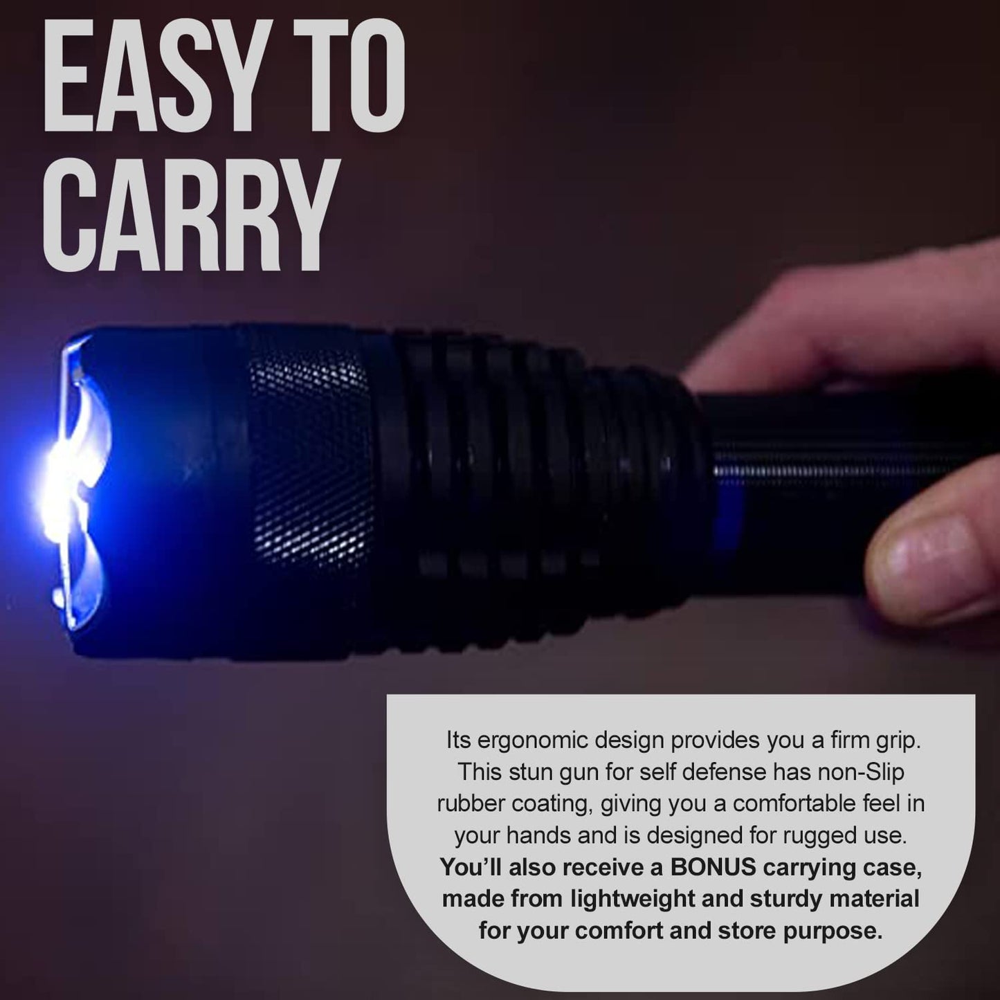Avenger Defense 2-in-1 Stun Gun Flashlight - Rechargeable Self-defense Tool for Men & Women, Compact Shockwave Tactical Stun Gun with Flashlight, 9,000V, Multiple Light Modes, Holster & Charging Cable