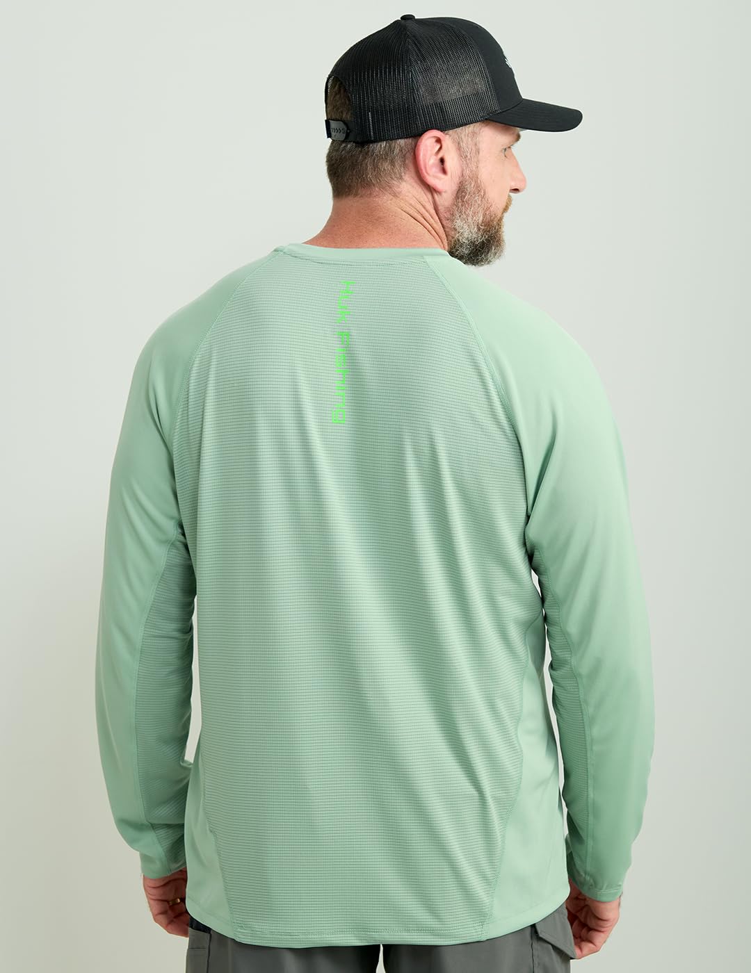 HUK Mens Icon Crew Shirt, Long-Sleeve Performance Fishing Shirt, Fog Green, X-Large