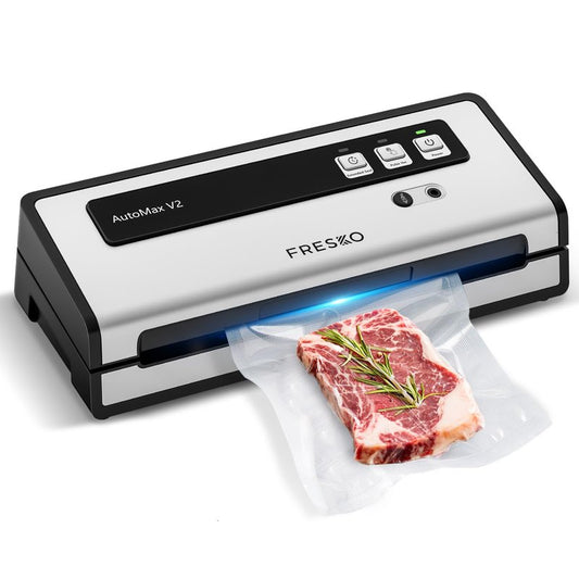 FRESKO Vacuum Sealer Machine with Automatic Bag Detection, 0.2-inch Widened Heating Strip, Compact Food Sealer, Easy to Use, Starter Kit