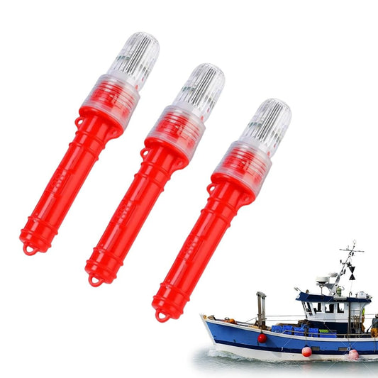 3 PCS Boat Flares, 2025 Upgraded Electronic Boat Flare Coast Guard Approved, Waterproof Boat Safety Kit Emergency Signals for Fishing Nets, Buoys, Boats (Red)