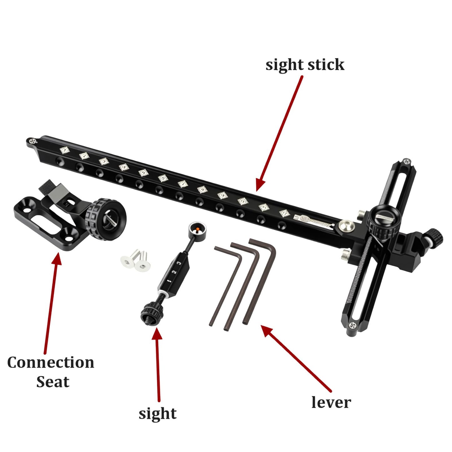 Single Pin Archery Recurve Bow Sight-Aluminum T-Shaped Left Right Handed Adjustable Bow Sight for Metal and Wooden Recurve Bow.