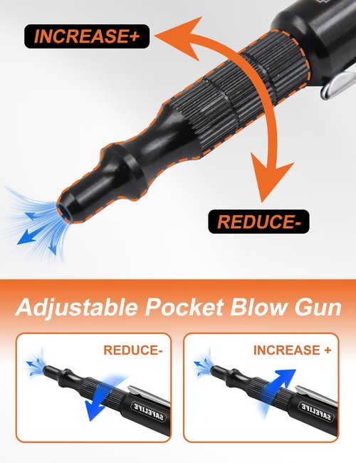 SAFELILFE Pocket Air Gun Industrial Style Adjustable Air Blow Gun with M-style Couplers, Max Pressure 150 PSI (10)