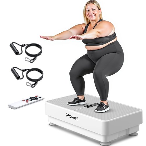 POWET Vibration Plate Exercise Machine for Weight Loss, Woukout & Lymphatic Drainage – Whole Body Vibrating with 99 Speed Levels & 5 Pre-Set Modes – Supports Up to 400lbs, Ideal for Home Use