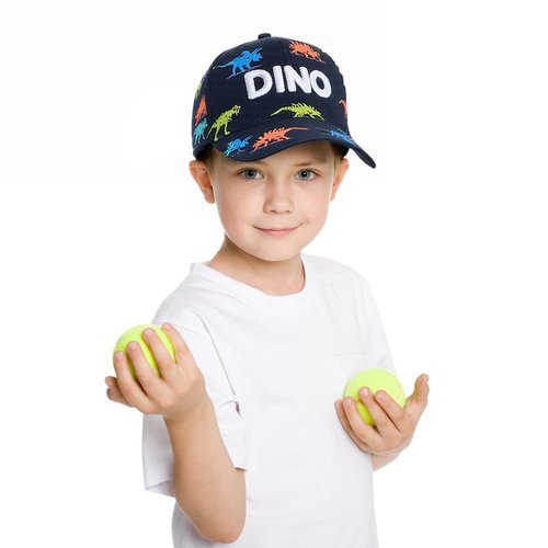 Dinosaur Hat for Boy Toddler, Adjustable Embroidery Kids Baseball Caps Age 2-8 Blue and Khaki