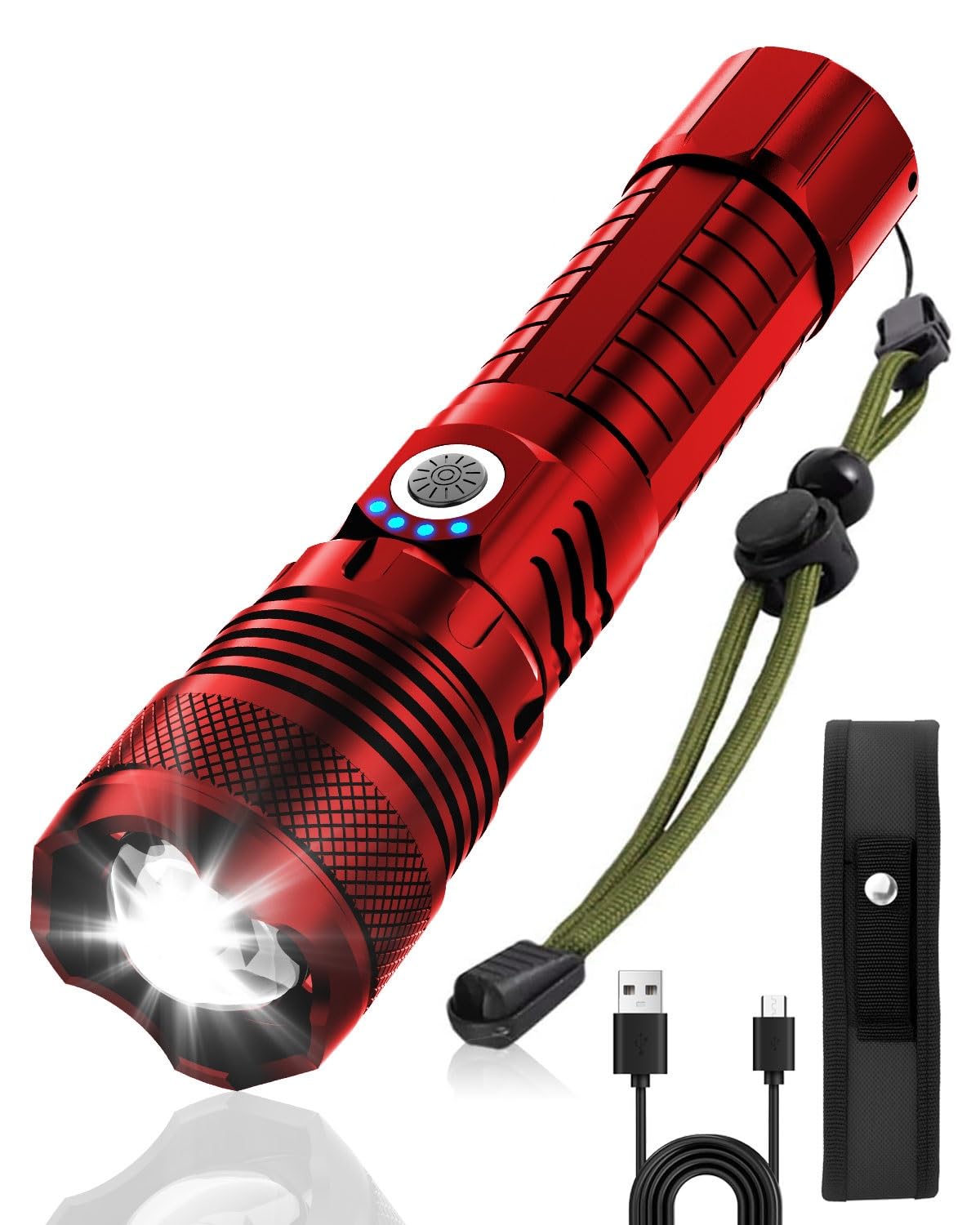 Victoper LED Flashlight 2 Pack Orange, Bright Tactical Torch High Lumens 5 Modes, Waterproof Zoomable Flash Light for Outdoor, Birthday Gifts for Men, Dorm Room Camping Essentials Gear for Guys