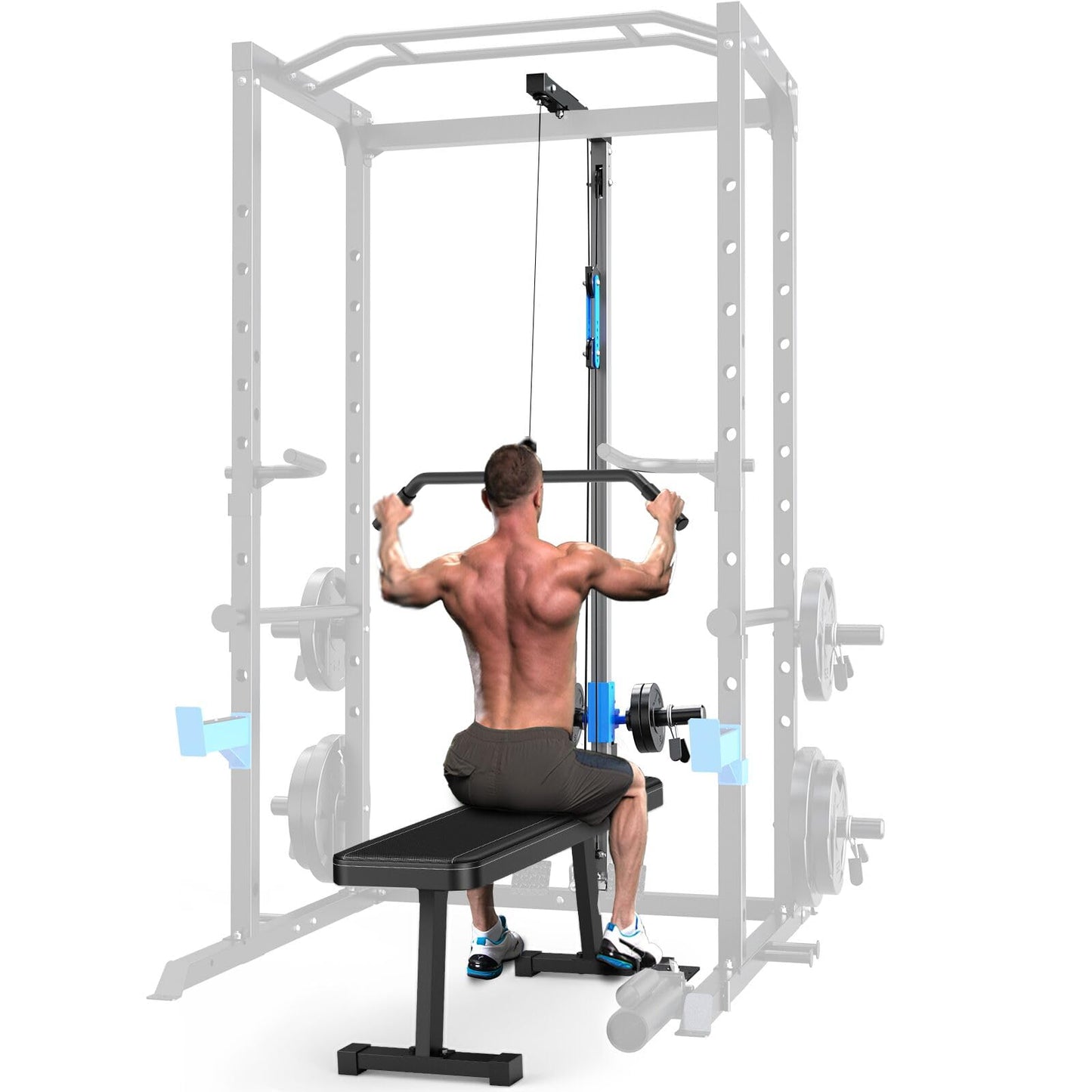 ULTRA FUEGO LAT Pull Down Attachment for Power Cage, Multi-Functional Power Rack Optional Cable Pulley System for Home Gym, Addition for ULTRA FUEGO Power Cage(LAT Pull Down Attachment Only)