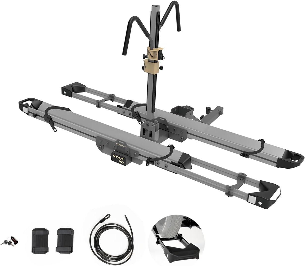 HYPERAX Volt RV -RV Approved Hitch Mounted 2 E Bike Rack Carrier for RV,Camper,Motorhome,Trailer,Toad with 2" Tow Hitch Receivers - Up to 2X 70lbs eBikes with Up to 5" Fat Tires