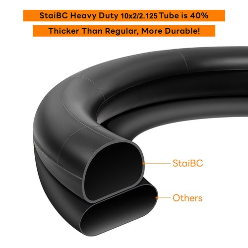 StaiBC Heavy-Duty 10X2 Scooter Tubes Thicker 40% 10x2.125 Inner Tube Compatible with 10x1.90 10x1.95 10 x 2.0 10 x 2.125 54-152 Most E-Bike Tire Tube Electric Scooter Tubes 2-Pack