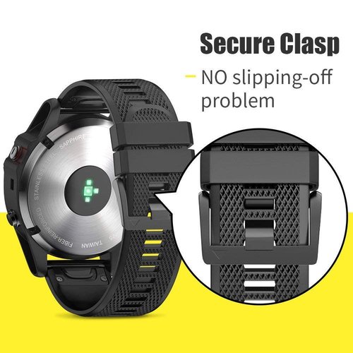 NotoCity Compatible Fenix 5X Band 26mm Width Soft Silicone Watch Strap for Fenix 8 51mm/Fenix 6X/Fenix 7X/Fenix 5X Plus/Fenix 6X Pro/Fenix 3/Fenix 3 HR/Tactix/Descent MK1/D2 Delta PX/D2 Charlie-Black