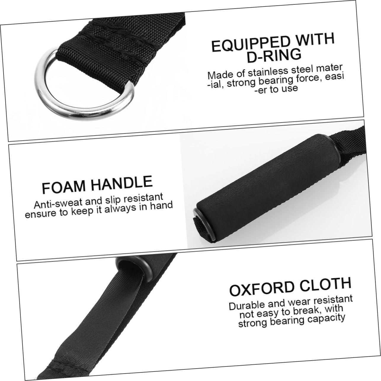 Garneck 4pcs Resistance Band with Handles Plastic D Ring Exercise Strap Foam Handle Band Fitness Equipment for Home Gym Overhead Strength Training Stretching Black