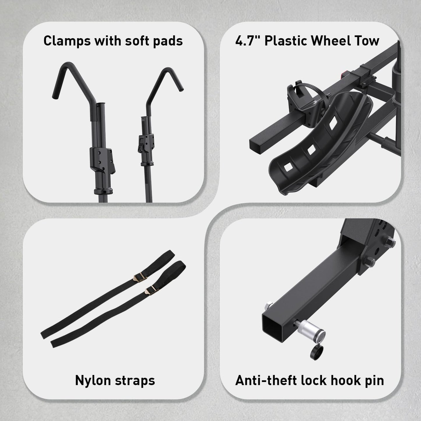CRINDAR E-Bike Rack for 2 Bikes, 200lbs Heavy Duty Hitch Mount Bike Rack, No Frame Contact Bike Carrier for Car SUV Truck, Tilting & Folding, Up to 4.7" Fat Tire E-Bikes, 2" Receiver, Black