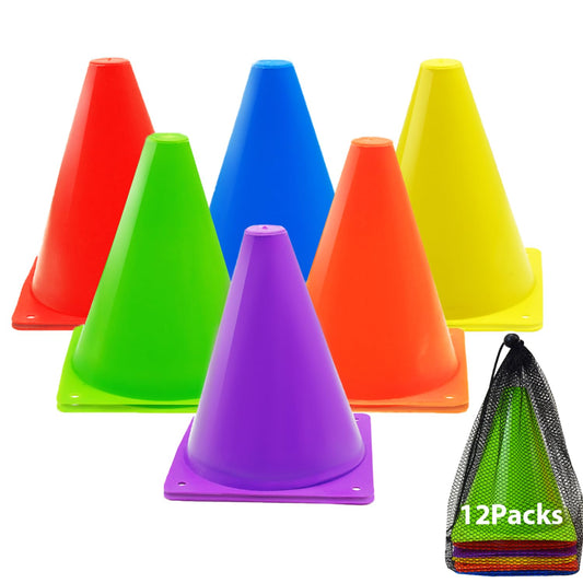 12Pcs Soccer Cones, 7" Soccer Cones for Training, Multicolor Cones Sports Soccer Training Cones, Field Cones for Skating Basketball Football Drills Practice(7",12Pcs)
