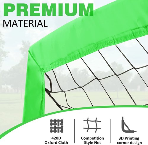 BOHEN 5x3ft Portable Soccer Goal for Kids Backyard with Carry Bag - Easy Folding Lightweight Fun for Outdoor Indoor Training Games for Teen Youth Adult (Green, 5x3 FT, 2 Pack)