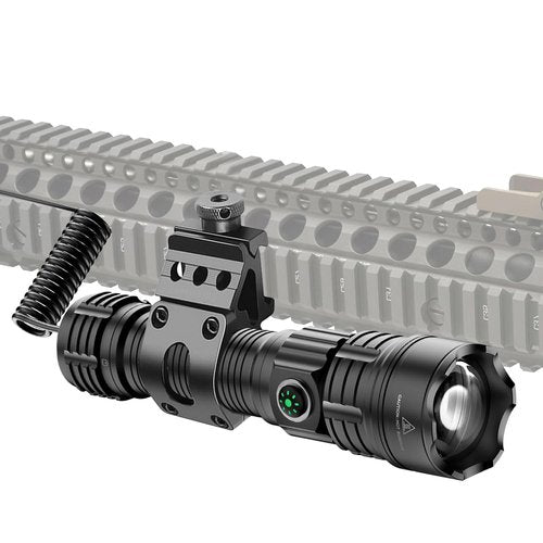 haixnfire Tactical Flashlight Type-C USB Rechargeable 6000 lumens Zoomable LED Waterproof flashlights with Pressure Switch Picatinny Rial Light