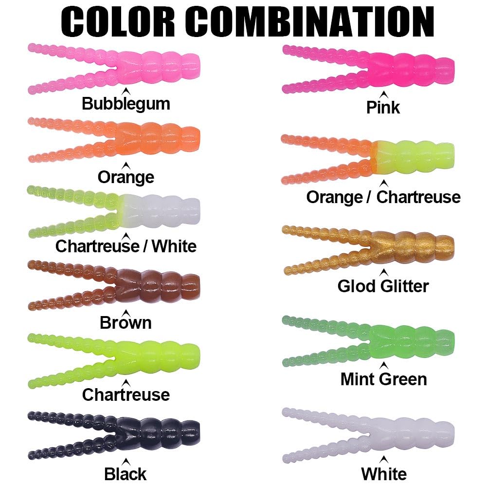 XFISHMAN-Trout-Fishing-Lure-Kit 165-Piece Creek & River Fishing Set with Split Tail Grub Worms, Shad Dart Jig Heads, Floats & Sinkers Ideal for Seasonal Trout Crappie Panfish