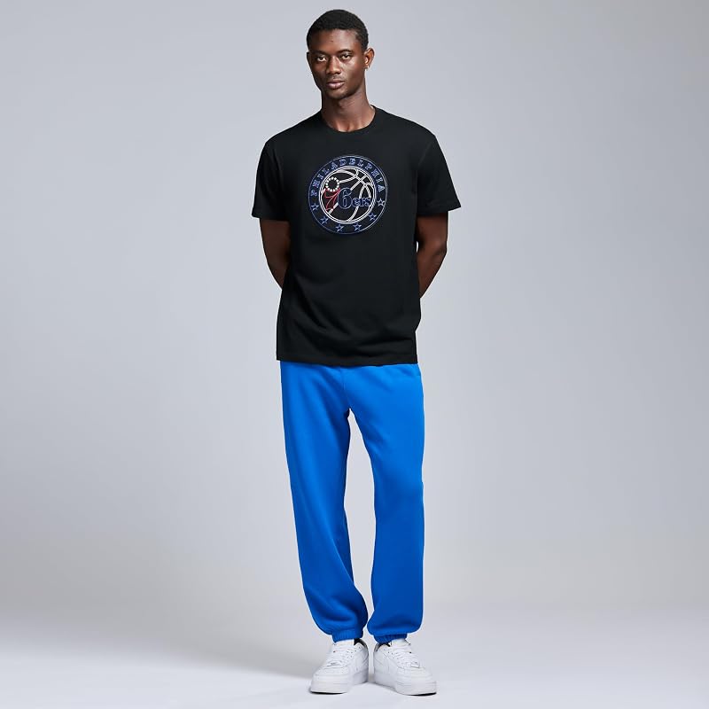 Game 7 NBA Men's Short Sleeve Oversized Heavyweight Cotton T‑Shirt - Philadelphia 76ers Black XXL