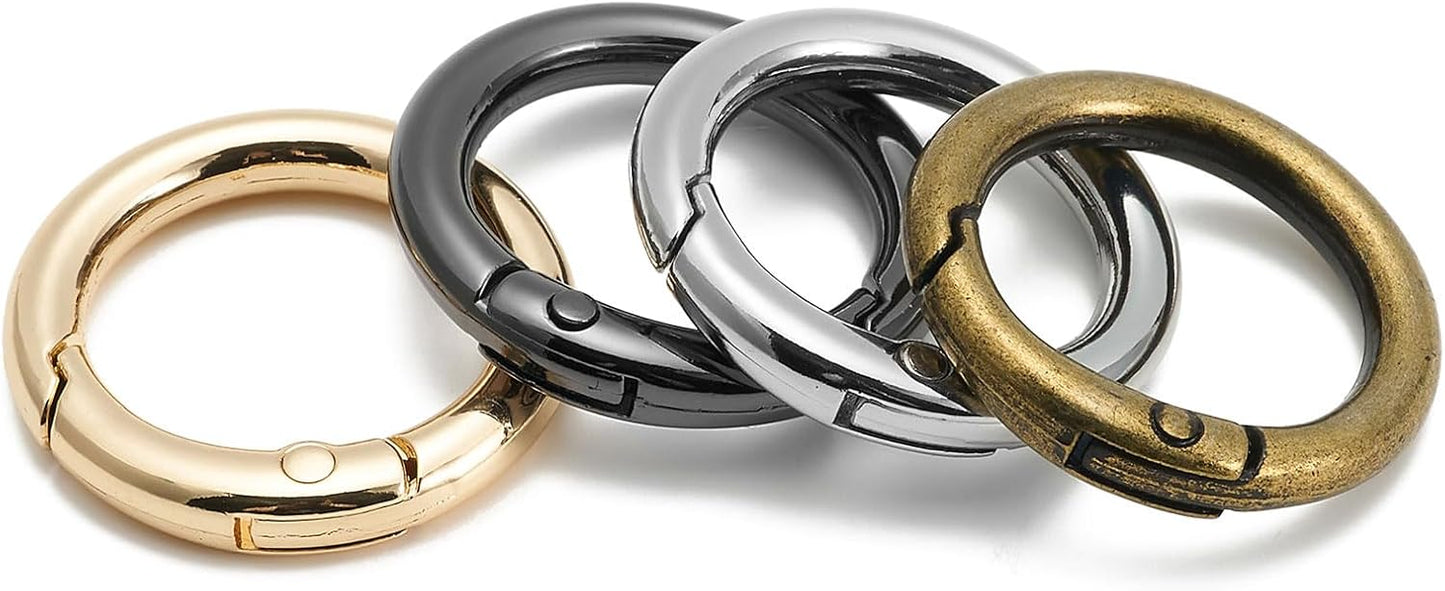 15pcs Trigger Spring O Rings Round,Metal Keychain Ring Round Carabiner Clips for Keyrings Buckle, Bags,Purses