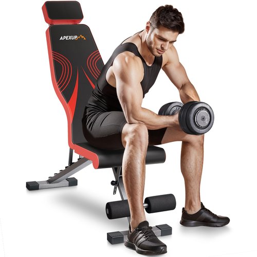 APEXUP Adjustable Weight Bench, Heavy Duty 700LBS Foldable Workout Bench Press with Extended Head Support for Home Gym Dumbbell Exercise, Incline Decline, Full Body Workout