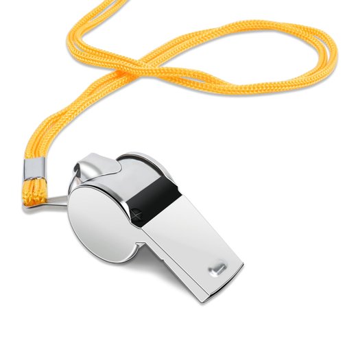 ZUFECY 6PCS Metal Sports Whistles with Lanyard, Loud Coaches Whistle with Nickel-Plated Iron, Silver Color for Survival, Emergency, School, and Gymnasium Use