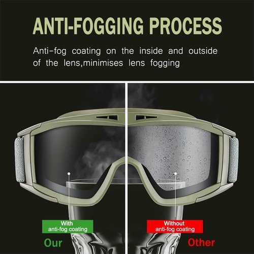 ONECUPPTOP Tactical Airsoft Goggles Anti Fog Shooting Glasses Impact Resistant Safety Goggles with 3 Interchangable Lens (Army Green)