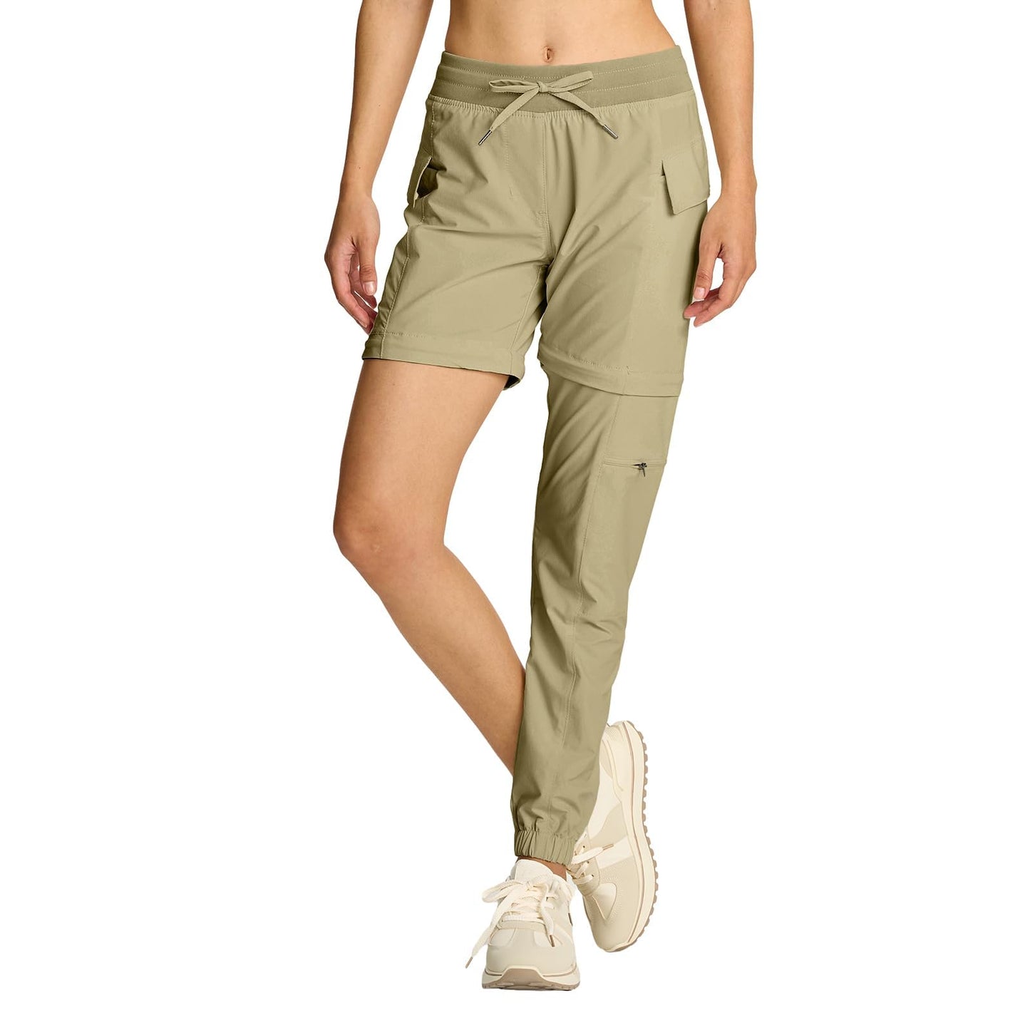smawell Women's Convertible Hiking Cargo Pants Joggers M Dark Khaki