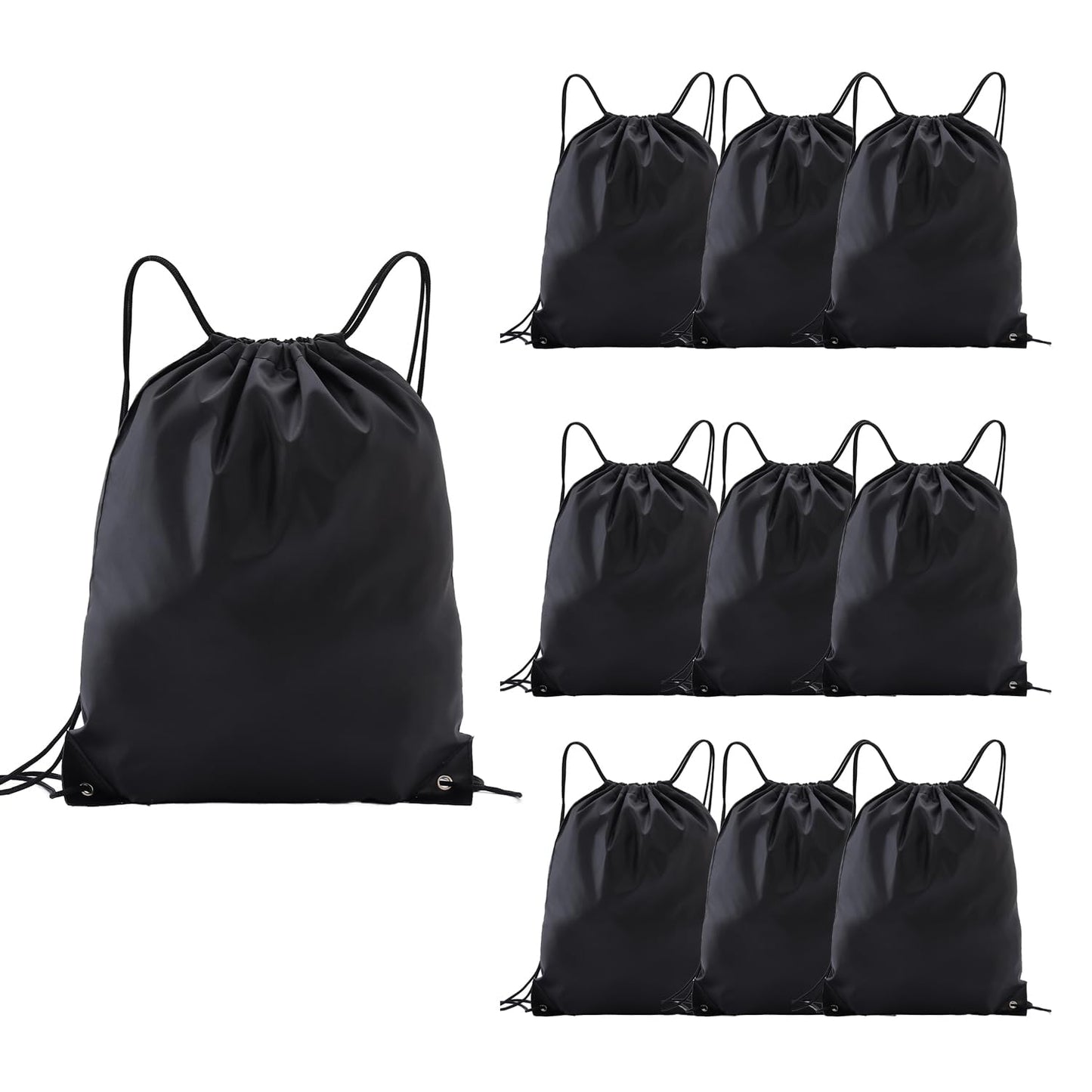 Haokuaile Drawstring Backpacks,10 Pack — Lightweight Drawstring Bags, Gym Sack for Sports, Daily Use & Travel (10, Black)