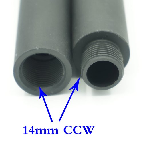 AOOHYEO 14mm CCW to 14mm CCW 0.8″ 2.4″ 4.8″ 7.1″ Outer Diameter 0.75” （19mm） AEG GBB Black Tube M14x1 Left Threaded Extension Accessories Four Pieces (Black)