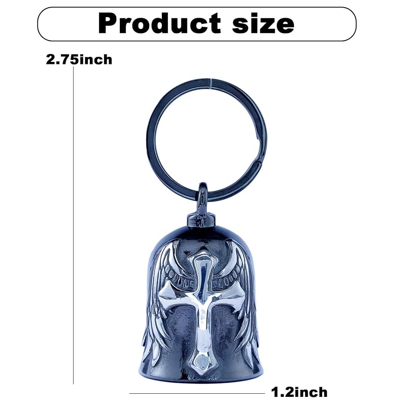 Motorcycle Angel Bell for Bikes - 3D Patterned Stainless Steel Bell (Black Silver)