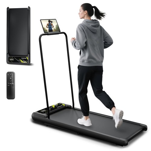 SEVOBAL Treadmill with Handles, Folding Foldable Electric Treadmills for Home Small, Under Desk Treadmill with Remote Control LED Display, 2.5HP Walking Pad with Handle Bar, 270LBS Capacity, Black