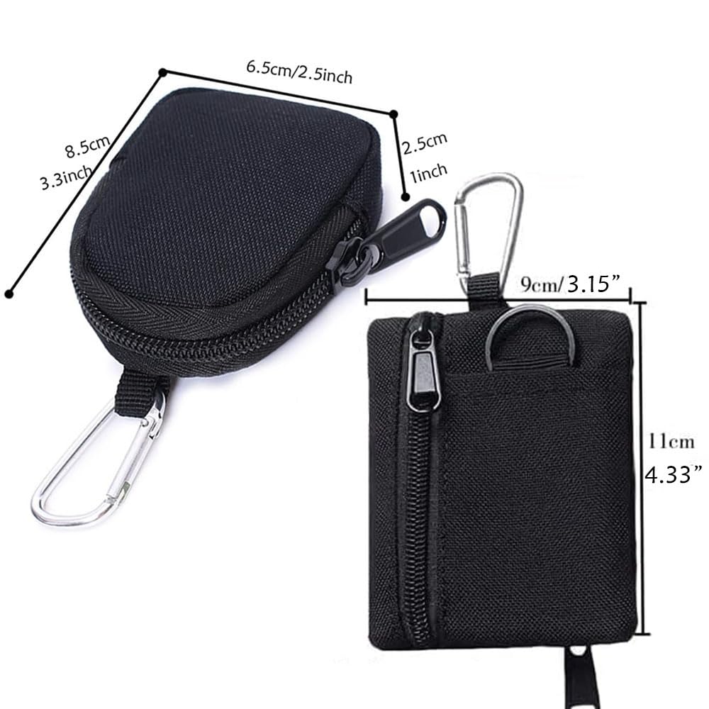 2 Pack Tactical Mini Coin Pouch Military Compact EDC Pouch Utility Backpack Accessories Bag Purse Key Small Tool Earphone Credit Card Holder Sport Waist Pack (Black 1)