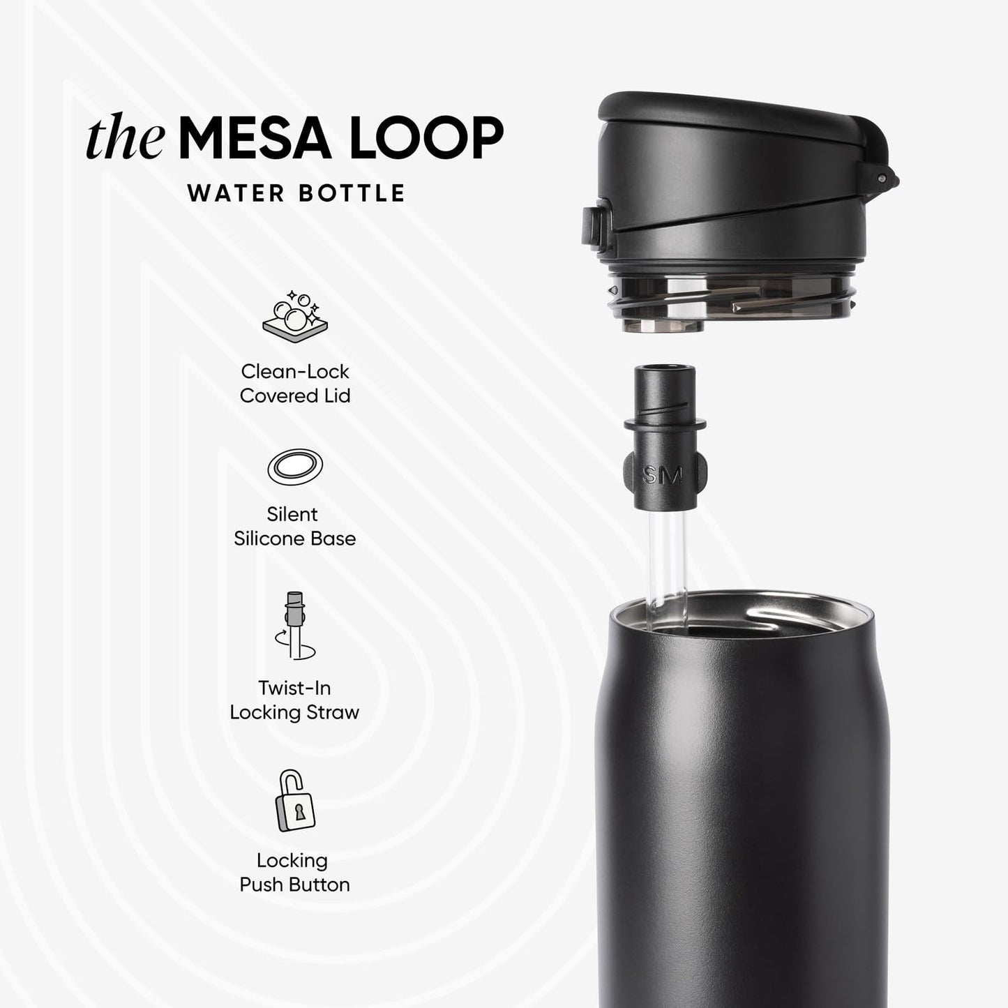 Simple Modern Mesa Loop Water Bottle with Covered Straw and Handle | 30oz Cup Holder Friendly Insulated Stainless Steel Bottles for Travel, Sports and School | Coconut Pearl