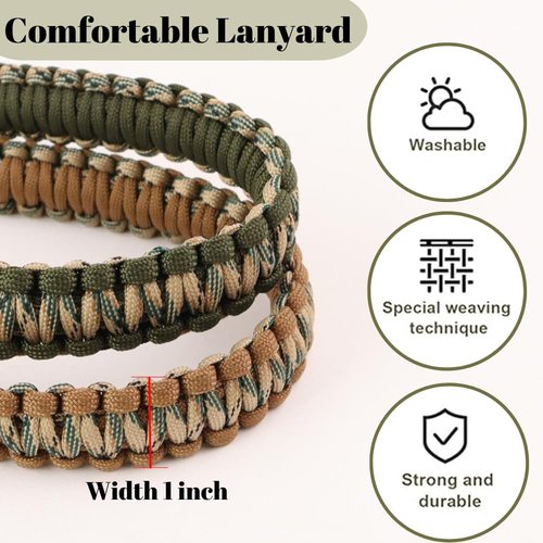 LERSUSI Duck Call Lanyard with 12 Adjustable Loops Paracord Hunting Goose Calls Duck Hunting Accessories Hand Braided Goose Calls for Predator Ducks Goose Hanger (Army Green)