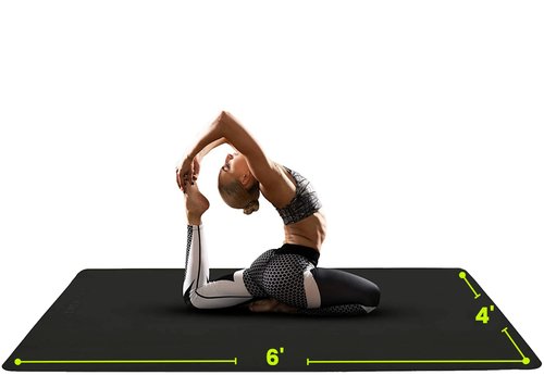 Gogokiwi Large Yoga Mat (6'x4') Extra Wide 1/4 Inch Thick Workout Mat for Home, Non Slip Fitness & Exercise Mat for Home Gym, Yoga, Pilates, Stretching, and Floor (Just Black)