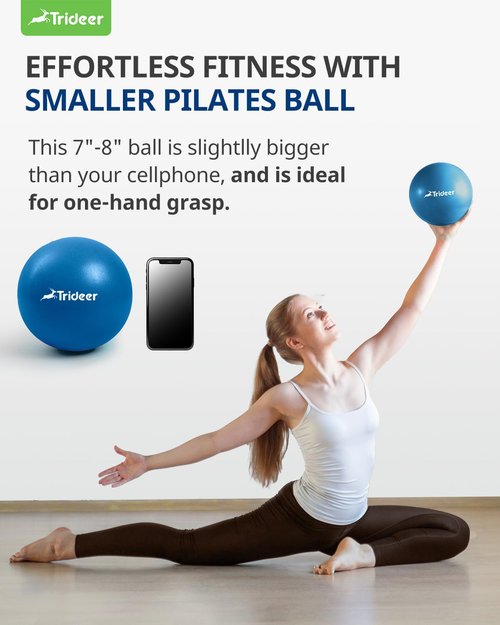 Trideer Pilates Ball 7-8 in with Pump, Small Exercise Therapy Ball for Yoga, Barre, Core Strength, AB Workouts, Physical Therapy