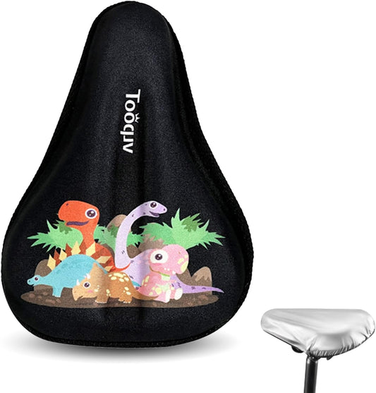 Kids Bike Seat Cushion, Kids Bike Seat Cover, with Cartoon Design, Non-Slip, Shock-Absorbing, Easy Install. Universal Fit for Boys/Girls Bicycles
