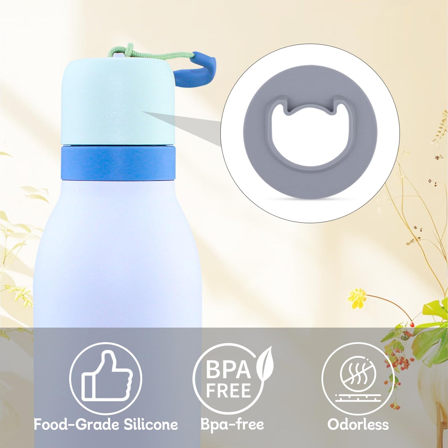 BMSQOFD 4pcs Replacement Stopper for Owala FreeSip Twist 18oz 24oz,Water Bottle Top Lid Gasket for Owala FreeSip Twist Series Seal Bottle Cap Mouth Stopper Part Accessories (Gray)