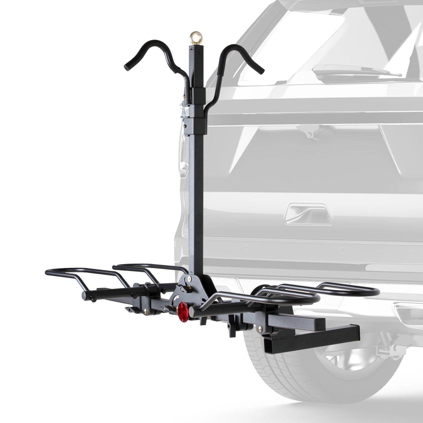 Rockland Foldable 2-Bike Rack with Lock, 200 lbs Capacity, Hitch Mount Bike Rack, Fits up to 5" Fat Tire Width and 50" Wheelbase, Bike Carrier Rack for 2" Receiver for Cars SUVs Vans RVs